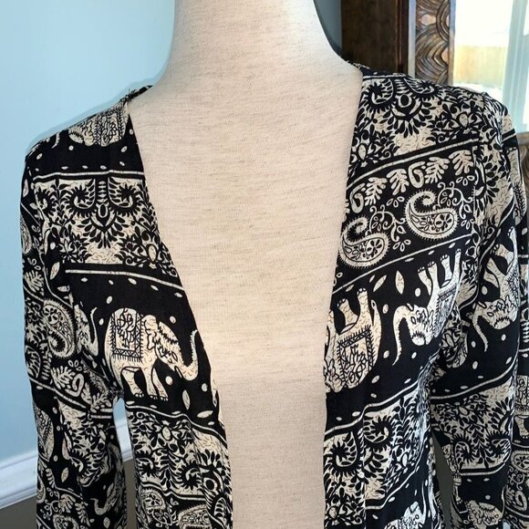 - Purple Month Kimono Open Front Elephant Print - Picture 4 of 8